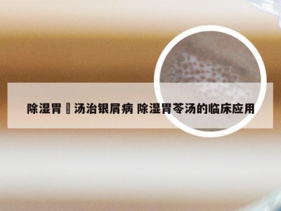 除湿胃岺汤治银屑病 除湿胃苓汤的临床应用