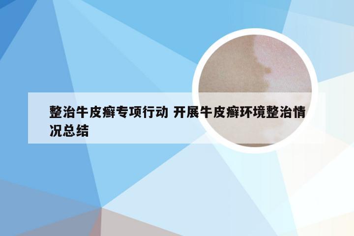 整治牛皮癣专项行动 开展牛皮癣环境整治情况总结